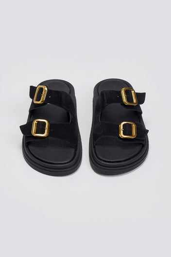Σανδάλια flatforms καστόρινα με τοκάδες Estil