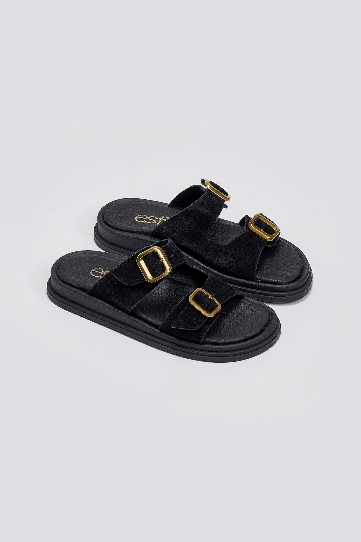 Σανδάλια flatforms καστόρινα με τοκάδες Estil