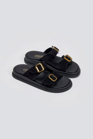 Σανδάλια flatforms καστόρινα με τοκάδες Estil