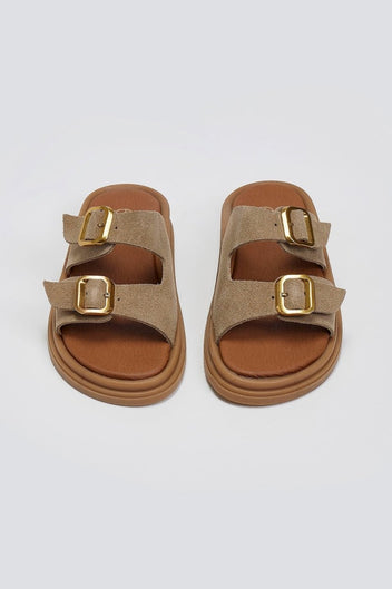 Σανδάλια flatforms καστόρινα με τοκάδες Estil - Τάουπε - thefashionproject.gr - Estil