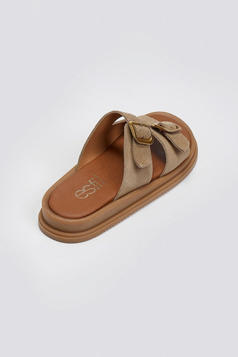 Σανδάλια flatforms καστόρινα με τοκάδες Estil - Τάουπε - thefashionproject.gr - Estil