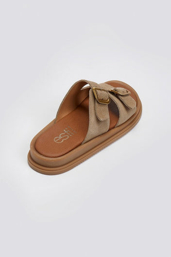 Σανδάλια flatforms καστόρινα με τοκάδες Estil - Τάουπε - thefashionproject.gr - Estil