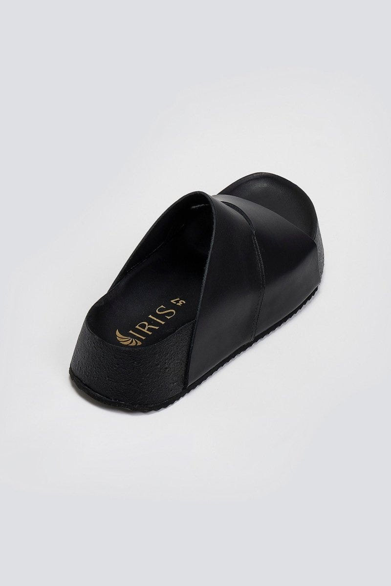 Σανδάλια flatforms με άνοιγμα Iris Sandals - Μαύρο - thefashionproject.gr - IRIS