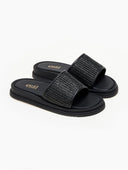 Σανδάλια flatforms με φαρδιά ψάθινη φάσα Estil - Μαύρο - thefashionproject.gr - Estil
