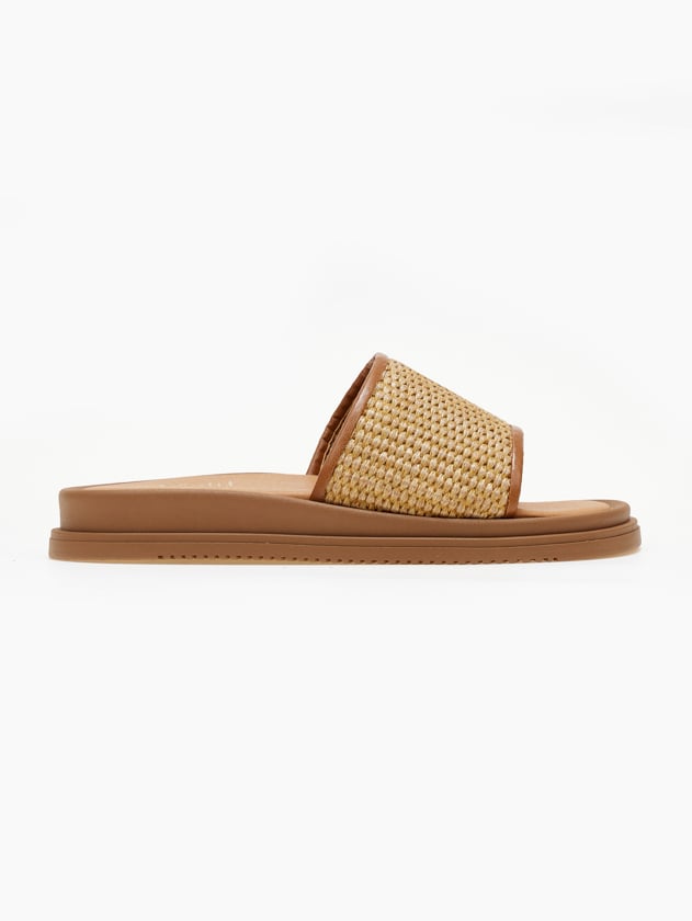 Σανδάλια flatforms με φαρδιά ψάθινη φάσα Estil - Ταμπά - thefashionproject.gr - Estil