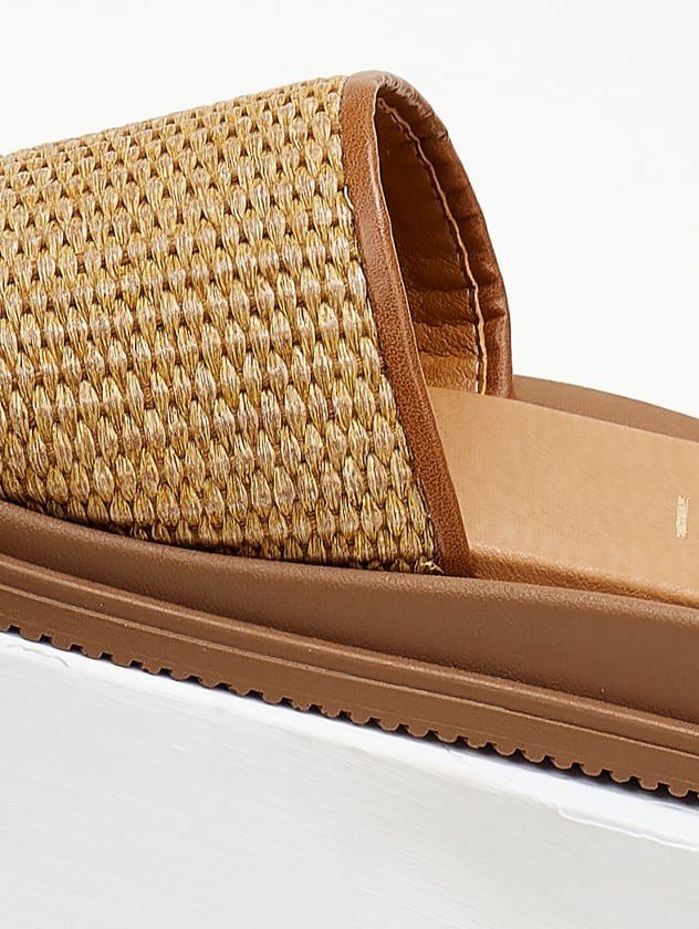 Σανδάλια flatforms με φαρδιά ψάθινη φάσα Estil - Ταμπά - thefashionproject.gr - Estil