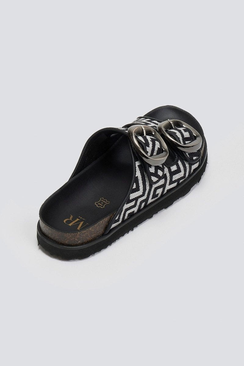 Σανδάλια flatforms με φάσες και τοκάδες - Μαύρο - thefashionproject.gr - MIRA