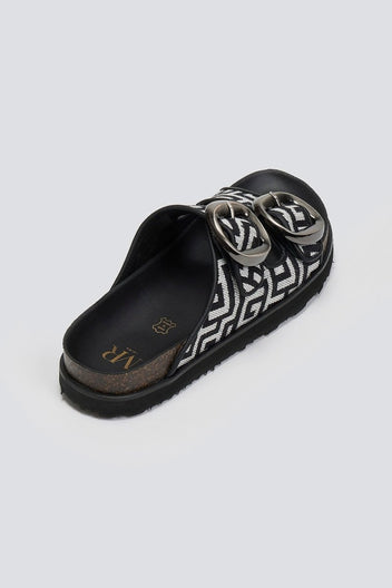 Σανδάλια flatforms με φάσες και τοκάδες - Μαύρο - thefashionproject.gr - MIRA