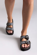 Σανδάλια flatforms με φάσες και τοκάδες - Μαύρο - thefashionproject.gr - MIRA