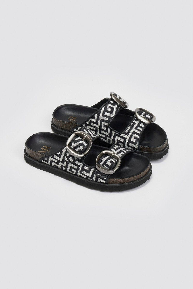 Σανδάλια flatforms με φάσες και τοκάδες - Μαύρο - thefashionproject.gr - MIRA