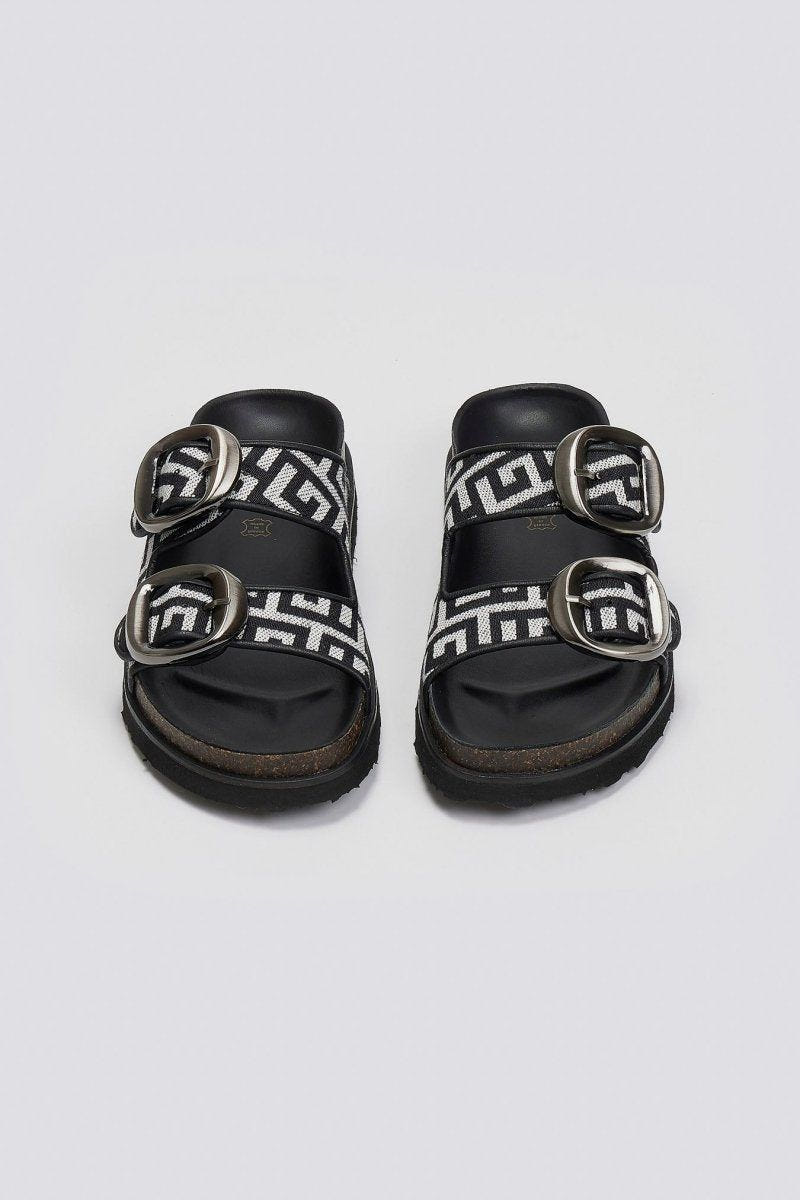 Σανδάλια flatforms με φάσες και τοκάδες - Μαύρο - thefashionproject.gr - MIRA