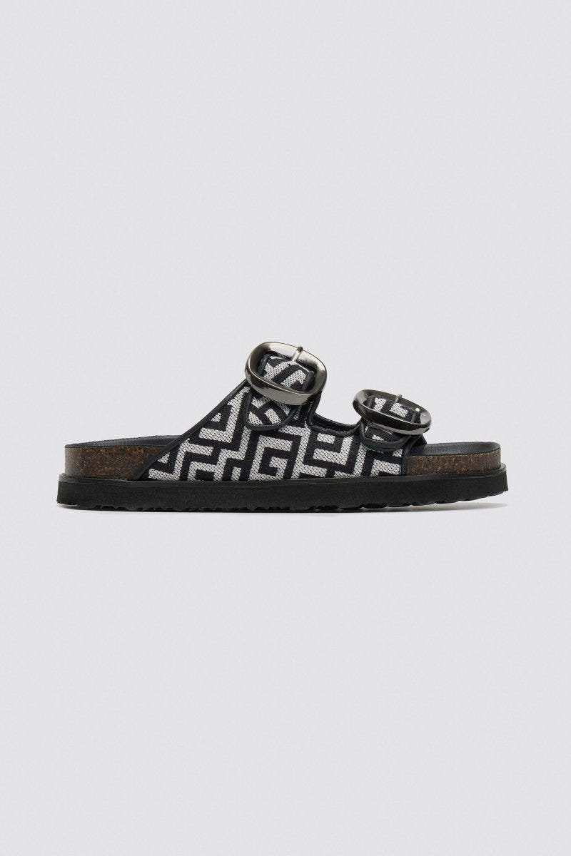 Σανδάλια flatforms με φάσες και τοκάδες - Μαύρο - thefashionproject.gr - MIRA