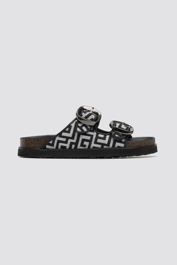 Σανδάλια flatforms με φάσες και τοκάδες - Μαύρο - thefashionproject.gr - MIRA