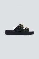 Σανδάλια flatforms με γκλίτερ Estil - Μαύρο - thefashionproject.gr - Estil