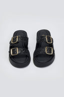 Σανδάλια flatforms με γκλίτερ Estil - Μαύρο - thefashionproject.gr - Estil