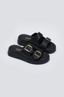 Σανδάλια flatforms με γκλίτερ Estil - Μαύρο - thefashionproject.gr - Estil