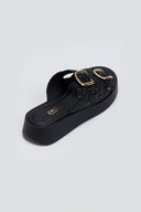 Σανδάλια flatforms με γκλίτερ Estil - Μαύρο - thefashionproject.gr - Estil
