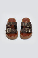 Σανδάλια flatforms με γκλίτερ Estil - Χαλκός - thefashionproject.gr - Estil