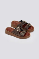Σανδάλια flatforms με γκλίτερ Estil - Χαλκός - thefashionproject.gr - Estil