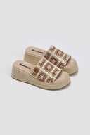 Σανδάλια flatforms με πλεκτό σχέδιο Refresh 172842 - Μπεζ - thefashionproject.gr - Refresh