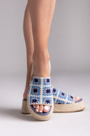 Σανδάλια flatforms με πλεκτό σχέδιο Refresh 172842 - Μπλε jean - thefashionproject.gr - Refresh