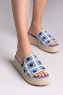 Σανδάλια flatforms με πλεκτό σχέδιο Refresh 172842 - Μπλε jean - thefashionproject.gr - Refresh