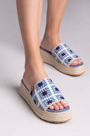 Σανδάλια flatforms με πλεκτό σχέδιο Refresh 172842 - Μπλε jean - thefashionproject.gr - Refresh
