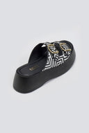 Σανδάλια flatforms με print Estil - Μαύρο - thefashionproject.gr - Estil