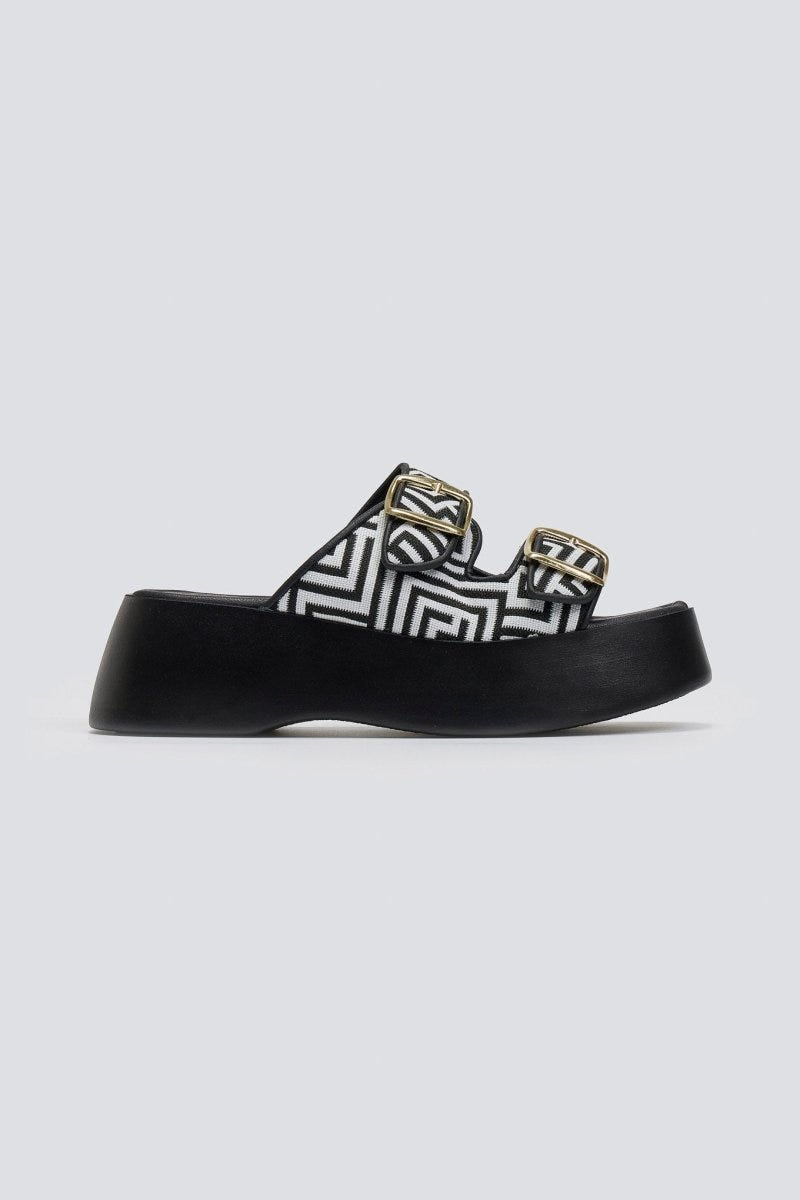 Σανδάλια flatforms με print Estil - Μαύρο - thefashionproject.gr - Estil