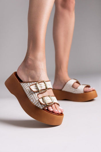 Σανδάλια flatforms με print Estil - Ταμπά - thefashionproject.gr - Estil