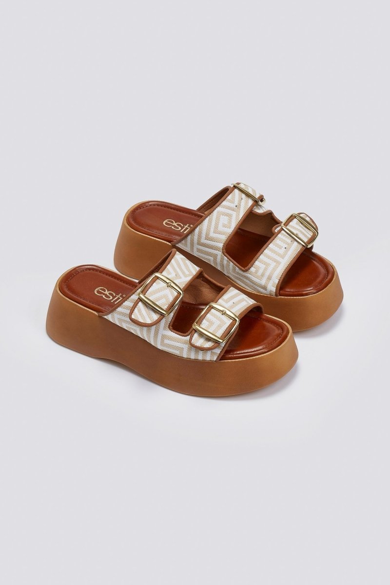 Σανδάλια flatforms με print Estil - Ταμπά - thefashionproject.gr - Estil