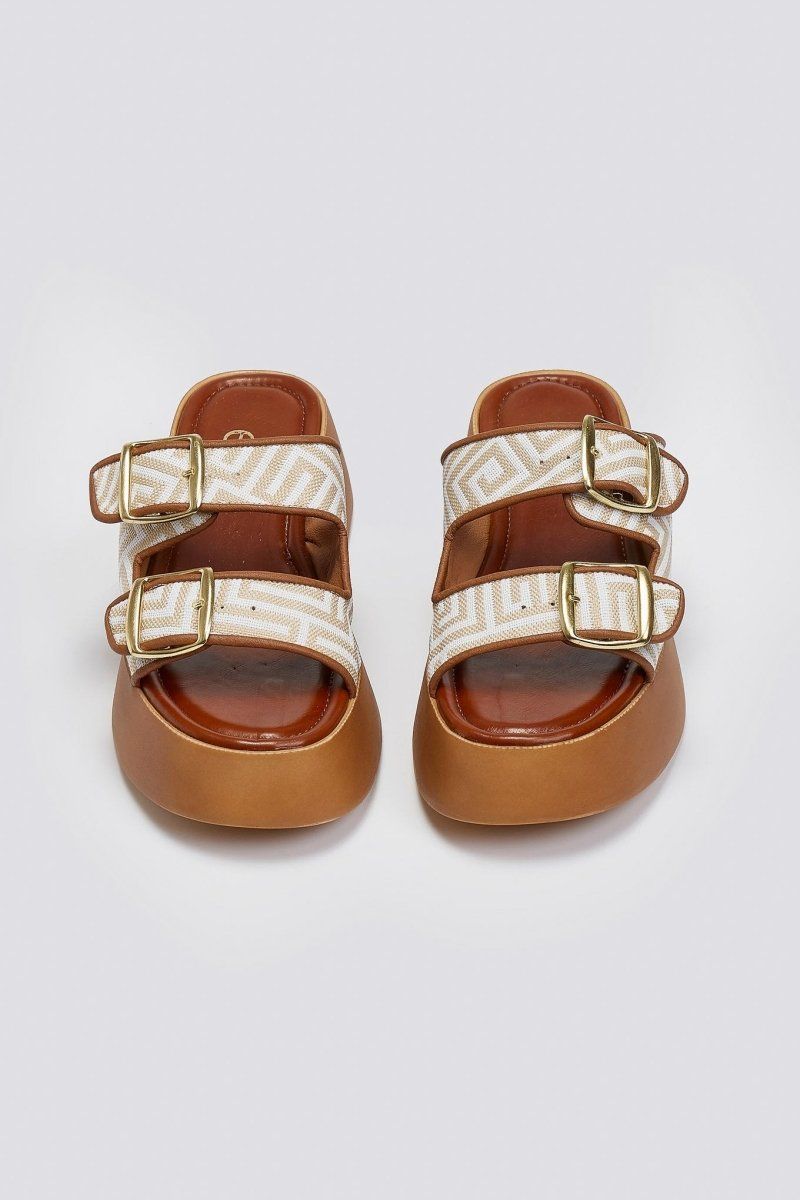 Σανδάλια flatforms με print Estil - Ταμπά - thefashionproject.gr - Estil