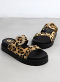 Σανδάλια flatforms με print και τοκά με στρας TFP - Leopard - thefashionproject.gr - TFP