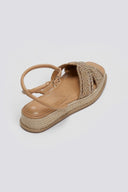 Σανδάλια flatforms με ψάθα και πέτρες Mariamare - Χαλκός - thefashionproject.gr - MARIAMARE