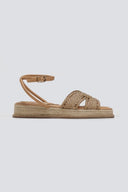 Σανδάλια flatforms με ψάθα και πέτρες Mariamare - Χαλκός - thefashionproject.gr - MARIAMARE