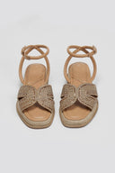 Σανδάλια flatforms με ψάθα και πέτρες Mariamare - Χαλκός - thefashionproject.gr - MARIAMARE