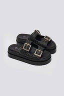 Σανδάλια flatforms με ψάθα Mariella Fabiani 2523/91 - Μαύρο - thefashionproject.gr - Mariella Fabiani