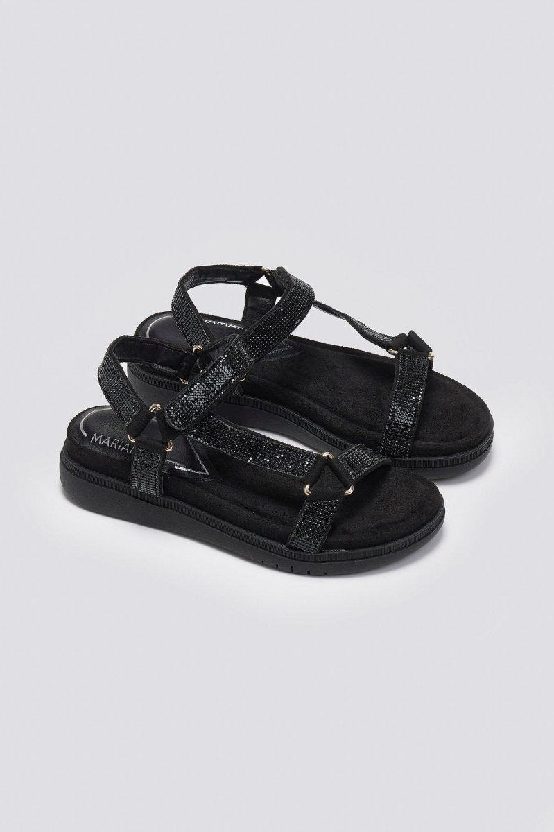 Σανδάλια flatforms με στρας MARIAMARE - Μαύρο - thefashionproject.gr - MARIAMARE