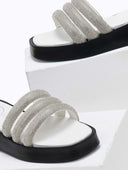 Σανδάλια flatforms με στρας tfp - Λευκό - thefashionproject.gr - TFP