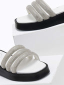 Σανδάλια flatforms με στρας tfp - Λευκό - thefashionproject.gr - TFP