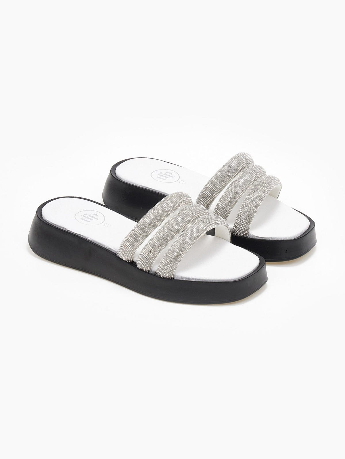 Σανδάλια flatforms με στρας tfp - Λευκό - thefashionproject.gr - TFP