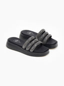 Σανδάλια flatforms με στρας tfp - Μαύρο - thefashionproject.gr - TFP