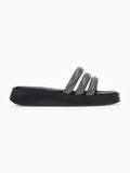 Σανδάλια flatforms με στρας tfp - Μαύρο - thefashionproject.gr - TFP