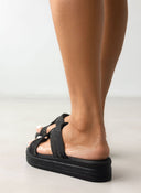 Σανδάλια flatforms με σχοινί και στρας Estil - Μαύρο - thefashionproject.gr - Estil