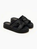 Σανδάλια flatforms με σχοινί και στρας Estil - Μαύρο - thefashionproject.gr - Estil