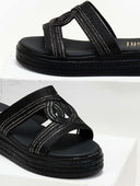 Σανδάλια flatforms με σχοινί και στρας Estil - Μαύρο - thefashionproject.gr - Estil