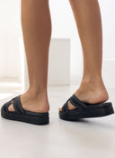 Σανδάλια flatforms με σχοινί και στρας Estil - Μαύρο - thefashionproject.gr - Estil