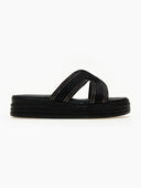 Σανδάλια flatforms με σχοινί και στρας Estil - Μαύρο - thefashionproject.gr - Estil