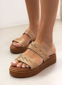 Σανδάλια flatforms με σχοίνινες φάσες Estil - Χαλκός - thefashionproject.gr - Estil