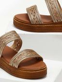 Σανδάλια flatforms με σχοίνινες φάσες Estil - Χαλκός - thefashionproject.gr - Estil